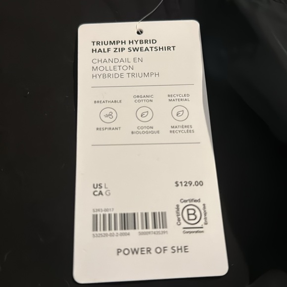 Athleta Triumph Hybrid Half Zip Sweatshirt L Black - Picture 3 of 9